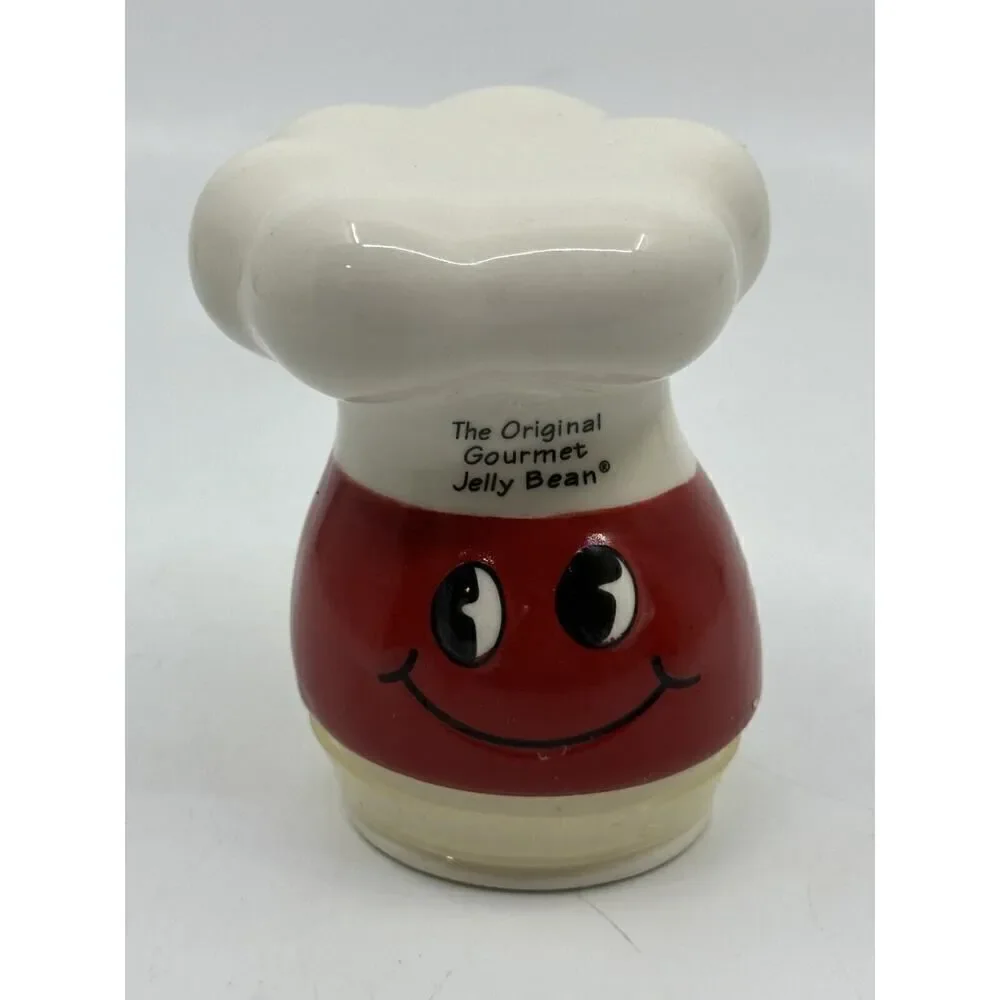 Jelly Belly Candy Jar Ceramic Chef Canister Red White 2006 Vintage‎ Style